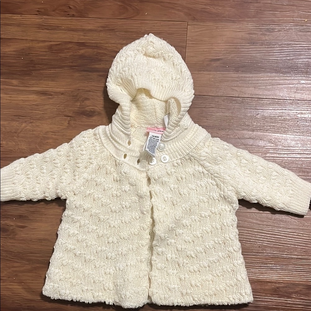 Cozy Cream Knit Baby Cardigan with Hood